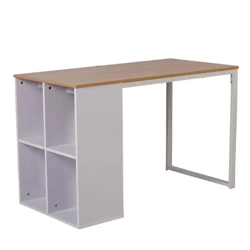 BukkitBow bureau met vakkenkast, spaanplaat tafelblad en metalen frame, 120x60cm, werkstation voor thuis of kantoor