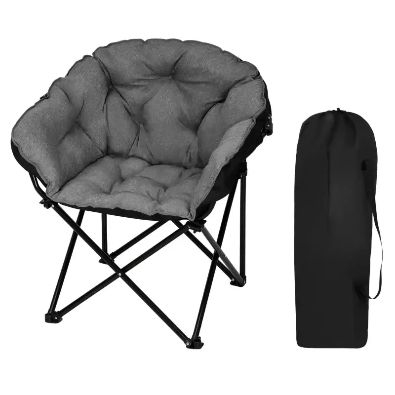 BukkitBow campingstoel met gevoerd linnen en Oxford stof, draagbare opberghoes, draagkracht tot 150kg, comfortabele outdoor zitplaats