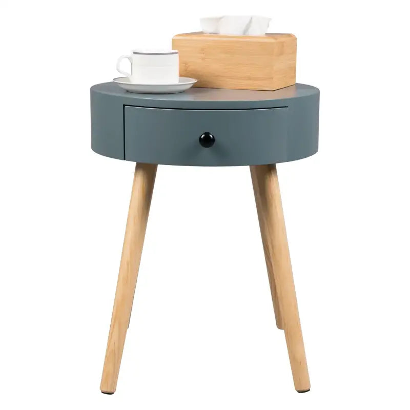 BukkitBow Compact Nachtkastje met lade, MDF en massief hout, waterbestendig en krasvast, afmeting 38x38x48cm.