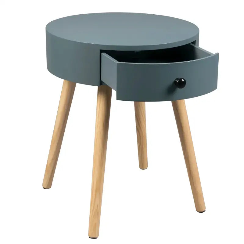 BukkitBow compact nachtkastje met lade, MDF en massief hout, waterbestendig en krasvast, 38x38x48cm, modern meubel voor slaapkamer