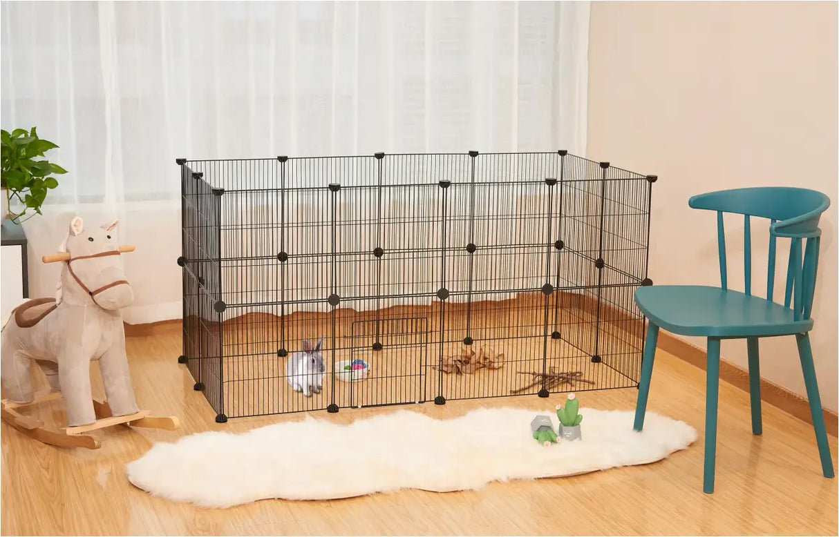 BukkitBow compacte knaagdierenren met 2 lagen, stevige panelen en ventilatie, afmetingen 142x71x71 cm, veilig en betrouwbaar.