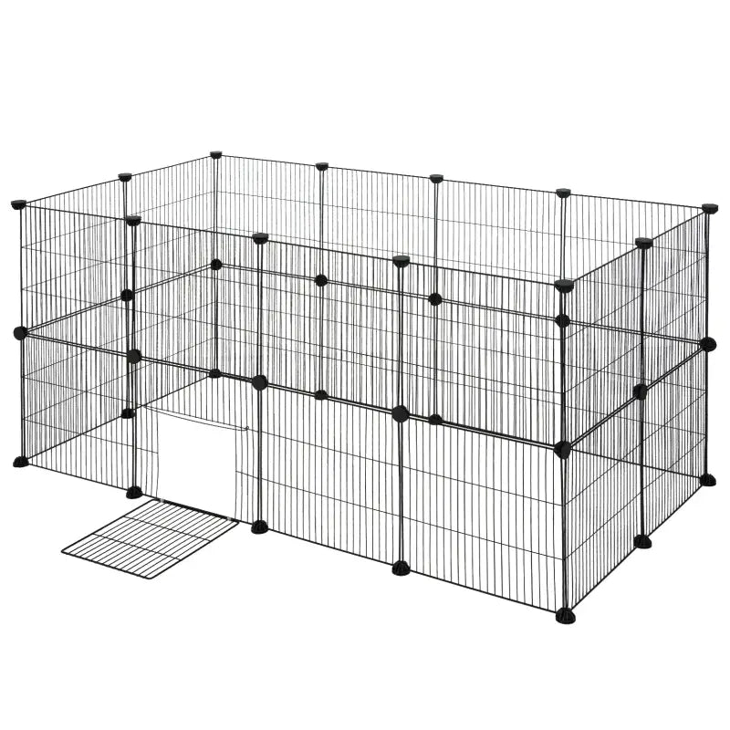 BukkitBow compacte knaagdierenren met twee lagen, stevige panelen, ventilatie en veilige constructie, 142x71x71cm.