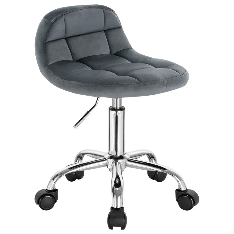 BukkitBow bureaustoel met velvet/fluweel bekleding, metalen onderstel, wielen en in hoogte verstelbare zitting (43,5-55 cm).