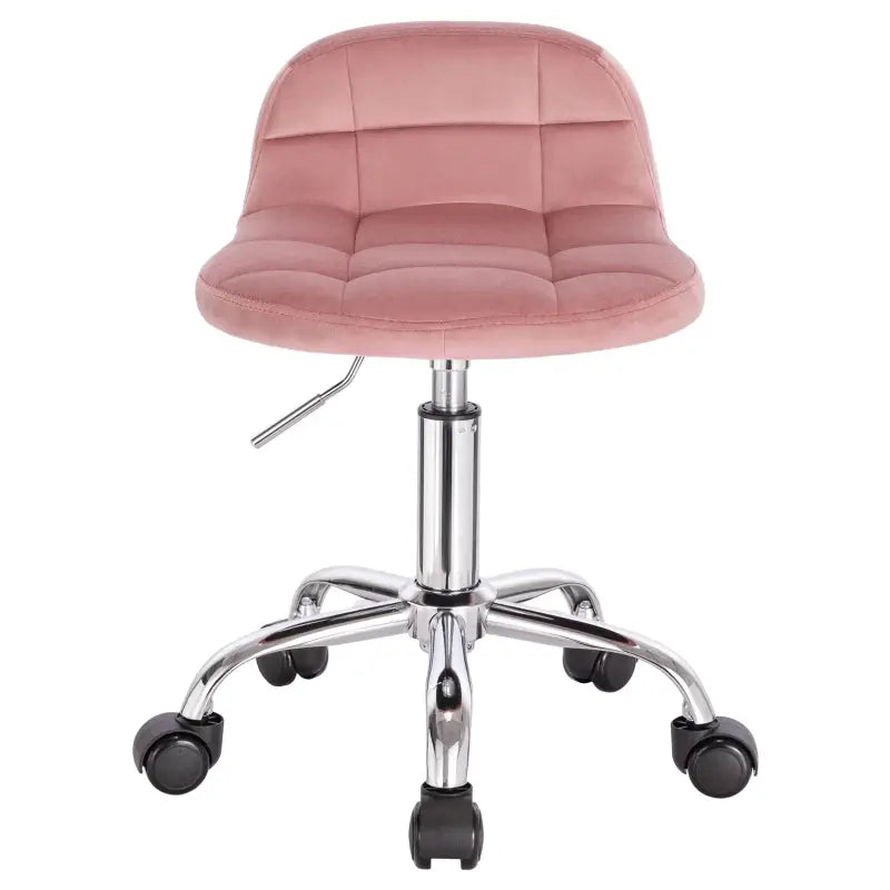 BukkitBow bureaustoel met fluwelen velvet zitting, metalen onderstel, wielen en in hoogte verstelbaar van 43,5 tot 55 cm.