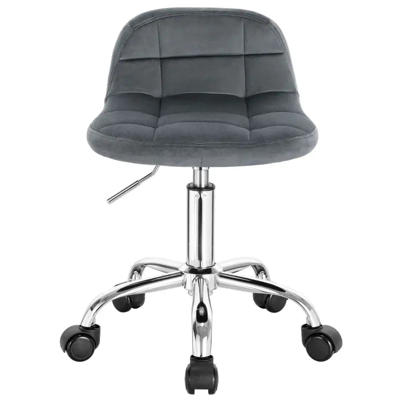 BukkitBow bureaustoel met velvet fluweel zitting, metalen onderstel, wielen en verstelbare hoogte van 43,5 tot 55 cm.