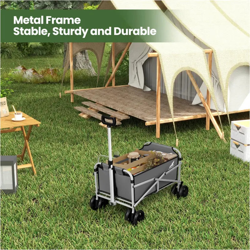 BukkitBow compacte opvouwbare bolderkar met metalen frame en oxford doek, gemakkelijk te manoeuvreren en veelzijdig in gebruik.
