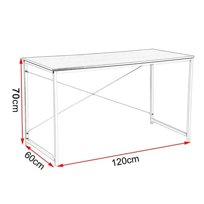 BukkitBow computertafel bureau van spaanplaat en metaal, 120x60x70cm, geschikt voor werkplek of thuisgebruik
