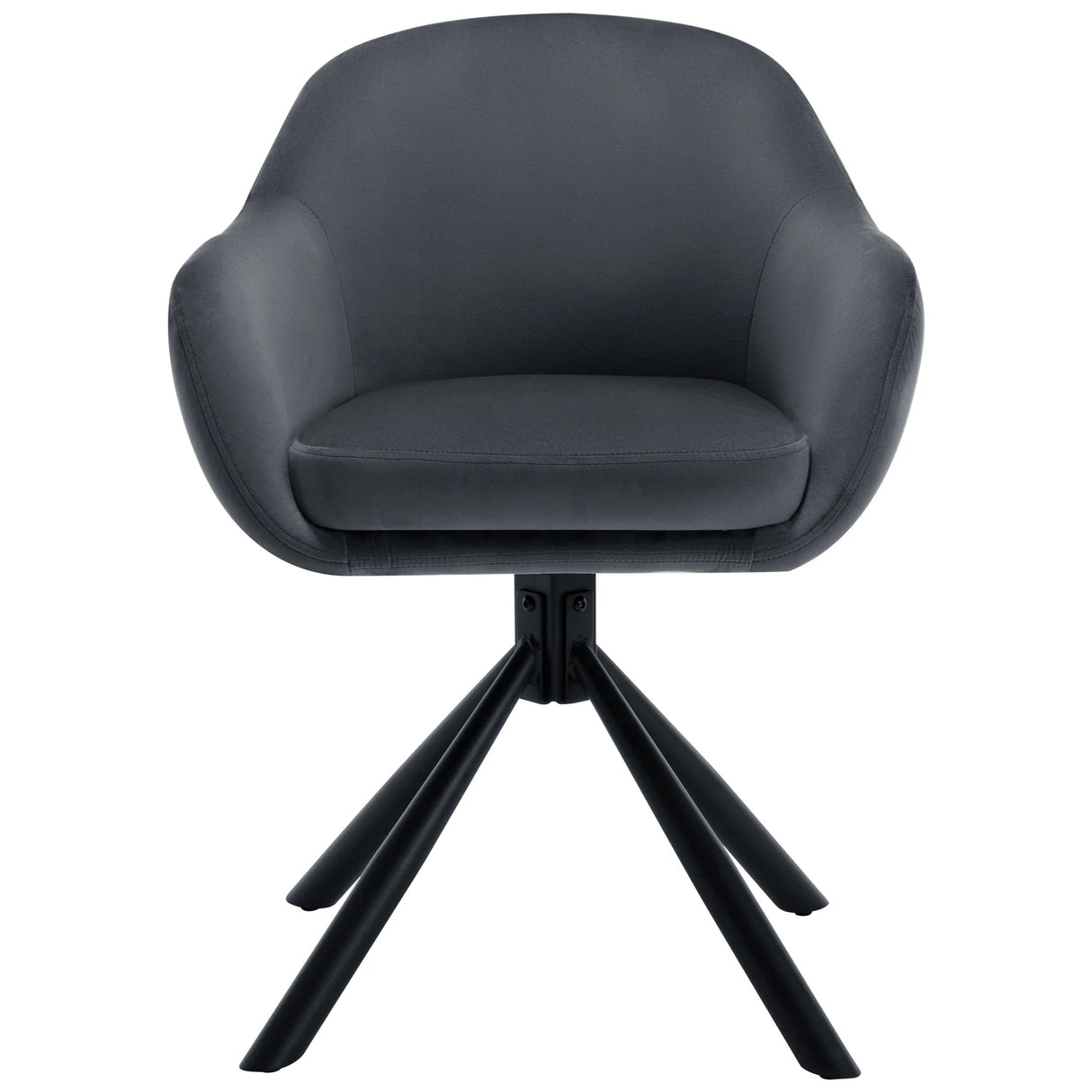 Twee draaibare BukkitBow eetkamerstoelen met armleuningen, modern design en comfortabele zitting, set van 2 stuks.
