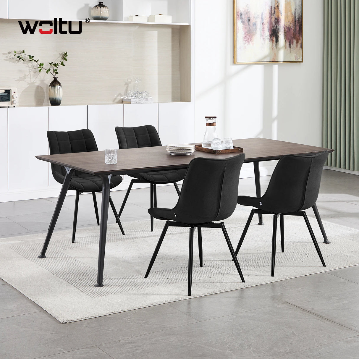Set van 2 BukkitBow draaibare velvet eetkamerstoelen met 360 graden rotatie, elegante en comfortabele ontwerp voor de eetkamer.