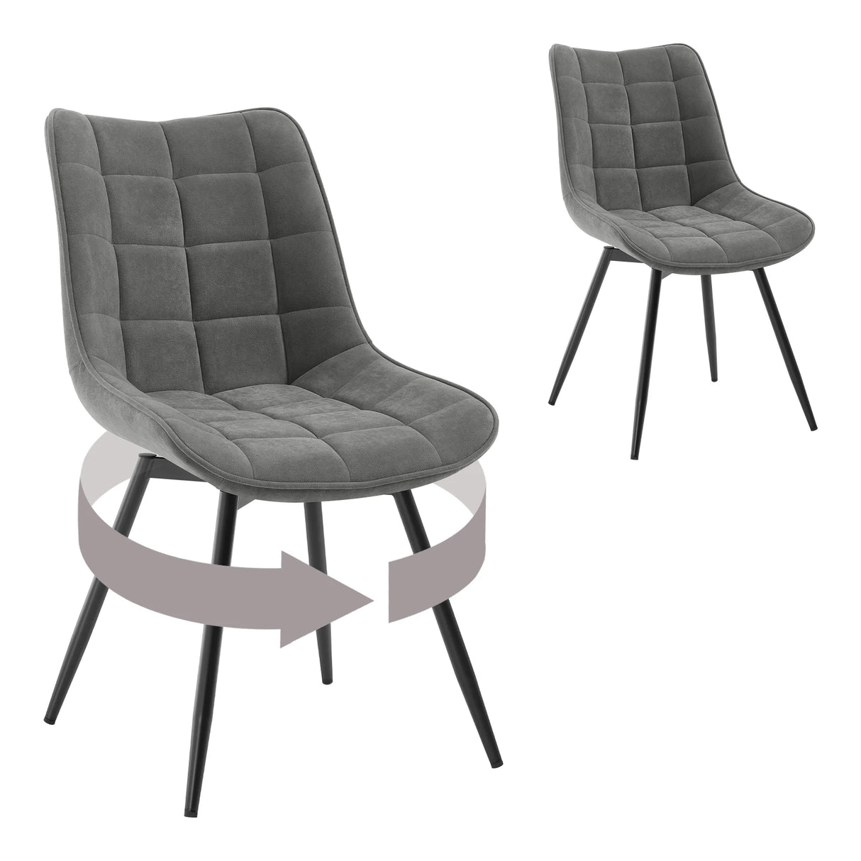 Set van 2 BukkitBow draaibare velvet eetkamerstoelen met 360 graden draaibaarheid, stijlvolle en comfortabele eetkamerstoel.