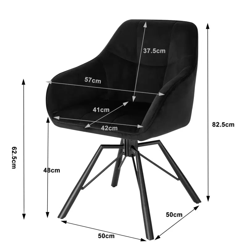 BukkitBow eetkamerstoel met dik gevoerde leren en fluweel, 360 graden draaibaar, zithoogte 48 cm, moderne keukenstoel