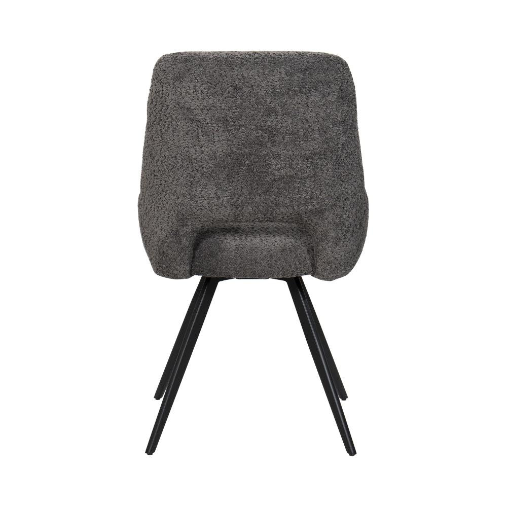 BukkitBow eetkamerstoel met chenille stof en metalen onderstel, geschikt als make-up stoel voor in de keuken of eetkamer.