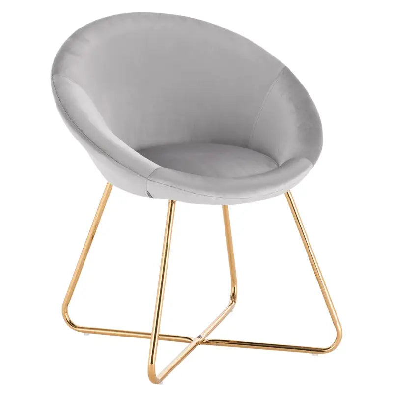 BukkitBow eetkamerstoel met fluwelen bekleding, metalen poten en ergonomische vorm, zithoogte 44 cm.