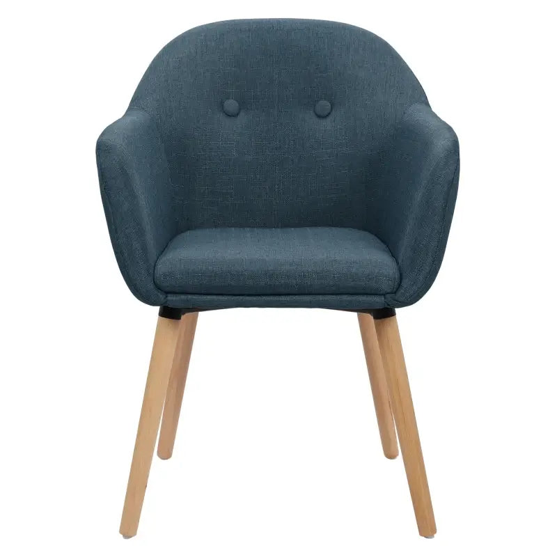 BukkitBow eetkamerstoel van linnen of fluweel met massief houten poten, ergonomisch ontwerp en zithoogte van 45 cm.