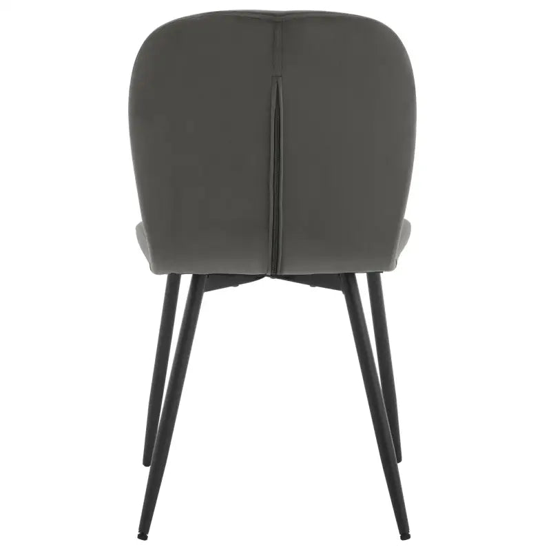 Set van 4 BukkitBow eetkamerstoelen met fluwelen zitting en metalen poten, ergonomisch ontworpen voor comfortabele eetkamerstijl.