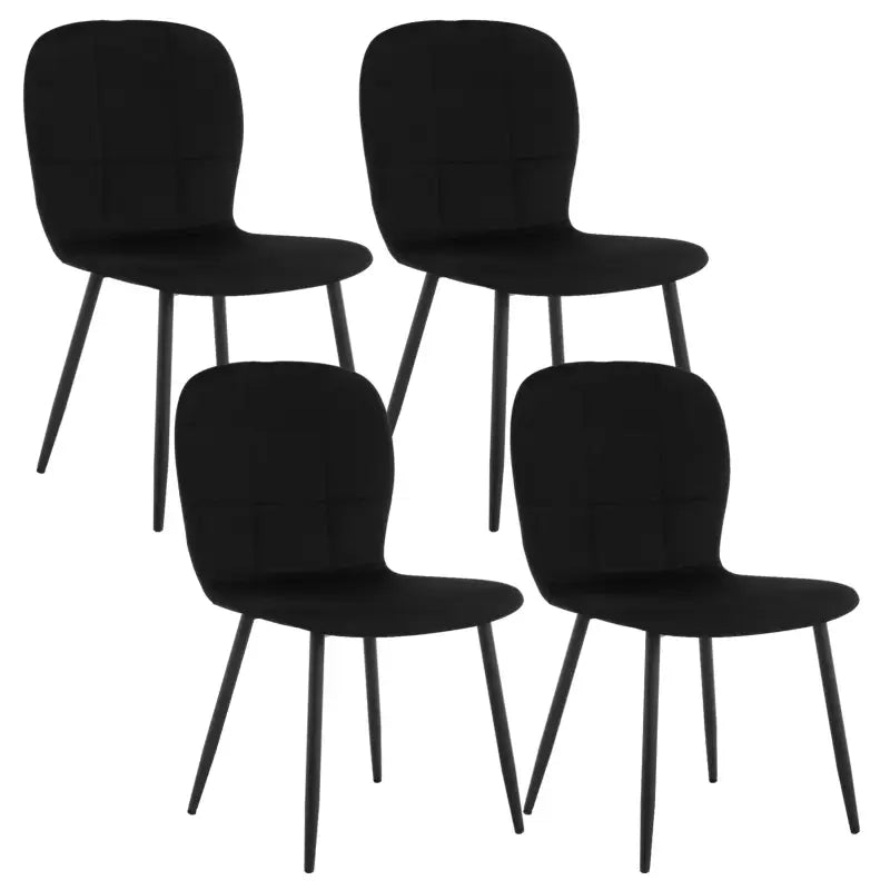 Set van 4 BukkitBow eetkamerstoelen met fluwelen zitting en metalen poten, ergonomische keukenstoelen voor comfortabele eettafel