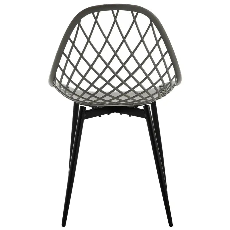 Set van 4 BukkitBow eetkamerstoelen met holle rugleuning, Scandinavisch design, metalen poten en comfortabele zit.