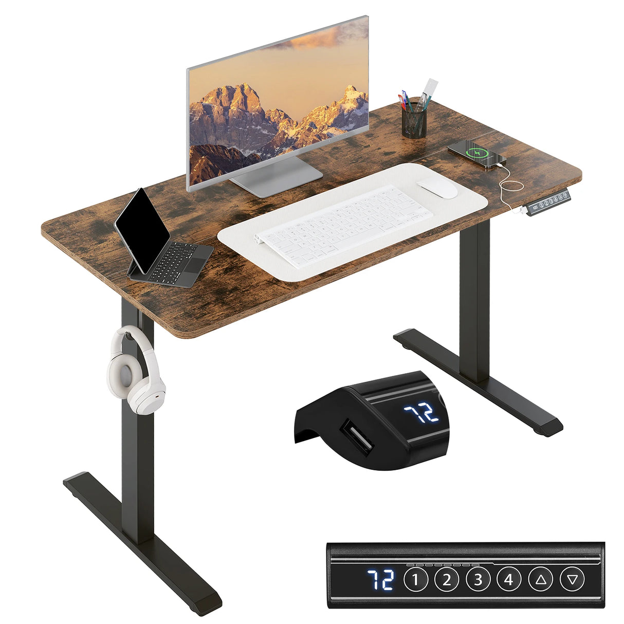 BukkitBow - Elektrisch Verstelbaar Zit-Sta Bureau met USB & Memory Functie