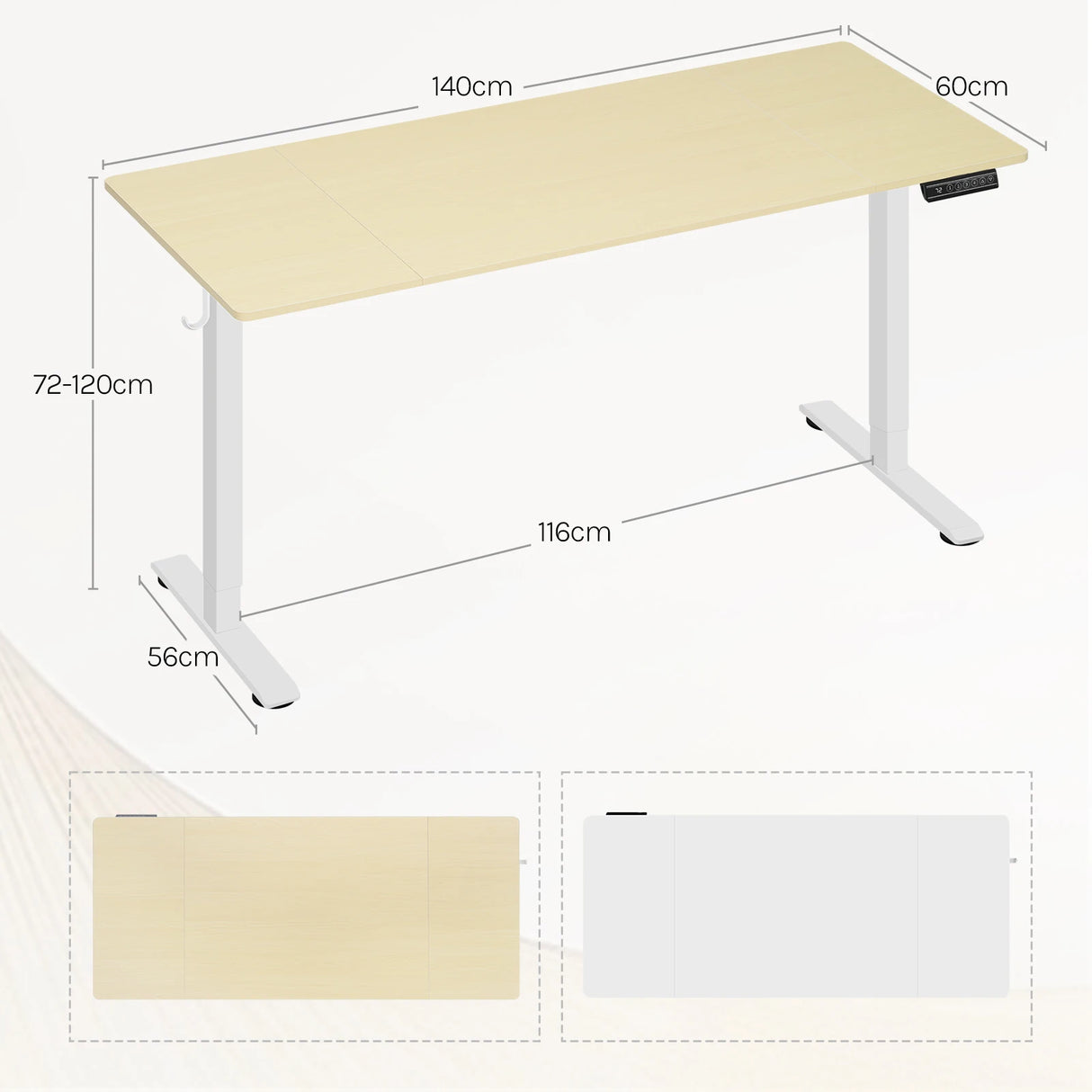 BukkitBow - Elektrisch Verstelbaar Zit-Sta Bureau met USB & Memory Functie