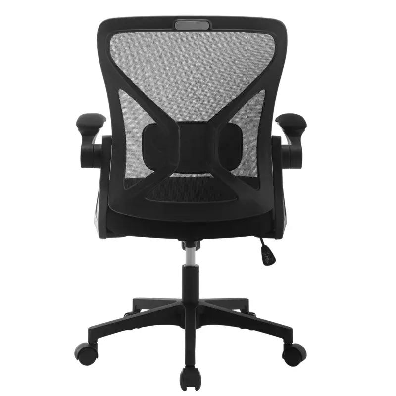 BukkitBow ergonomische bureaustoel met ademende rugleuning en wegklapbare armleuningen, hoogte verstelbaar 46,5-56 cm.
