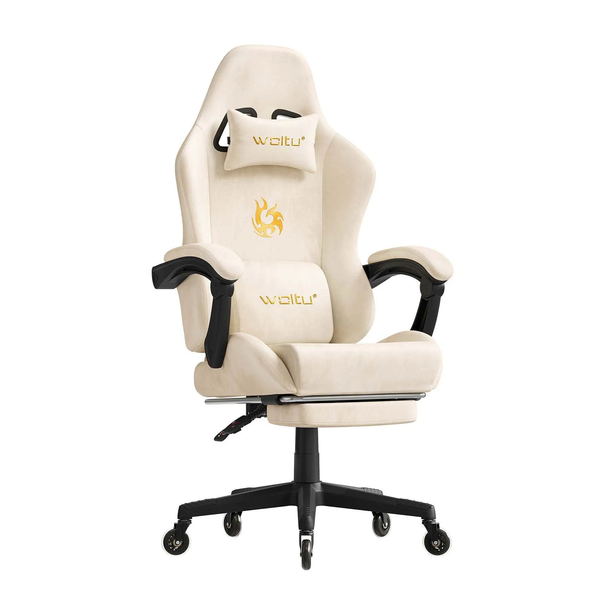 BukkitBow ergonomische gamestoel met microvezel bekleding, verstelbare voetsteun en rugleuning, geschikt voor gaming en bureaugebruik