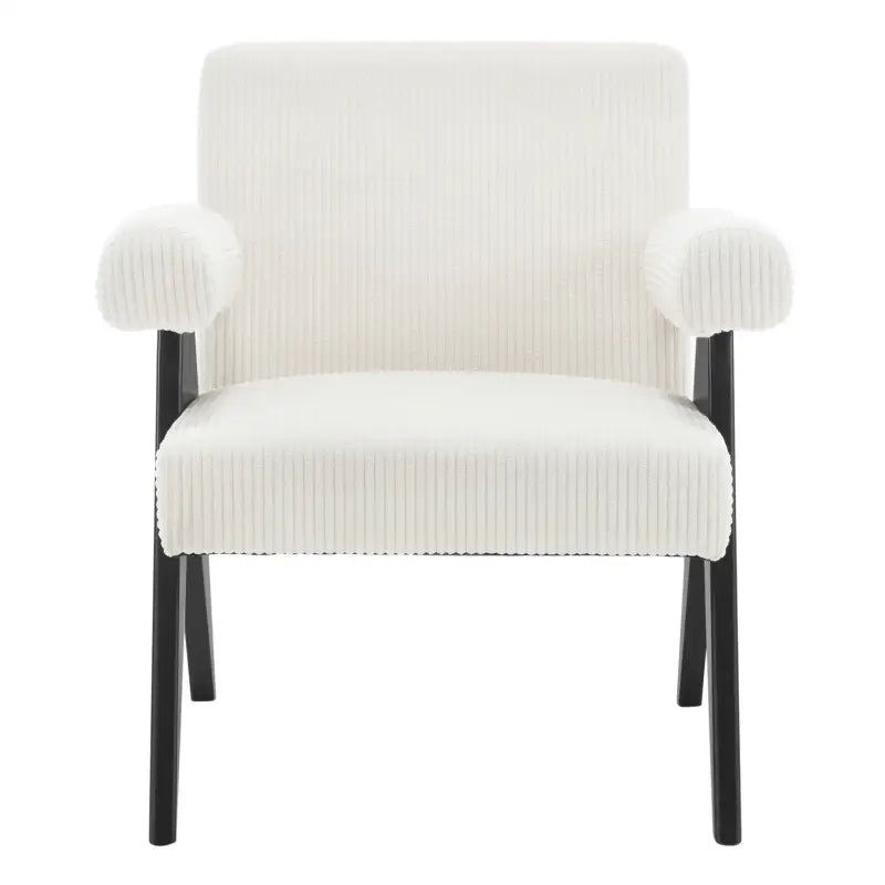 BukkitBow fauteuil van corduroy met rubberwood poten, modern middeleeuws design, comfortabel en stijlvol.