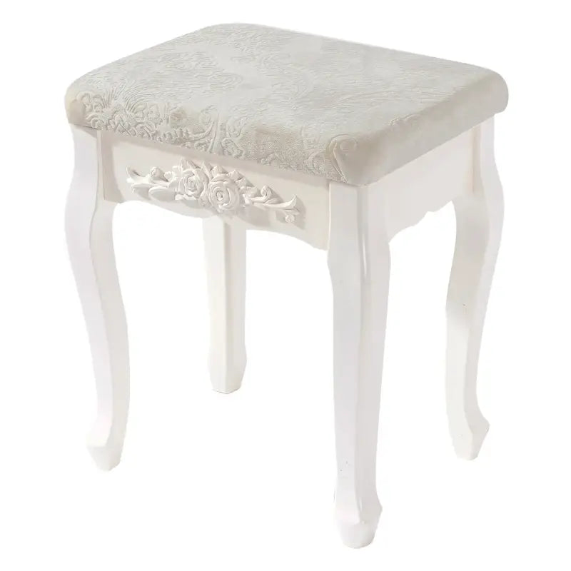 BukkitBow vintage gewatteerde kruk met patroon, multifunctioneel stoeltje voor kaptafel, piano of mini dressoir, 40x30x50cm