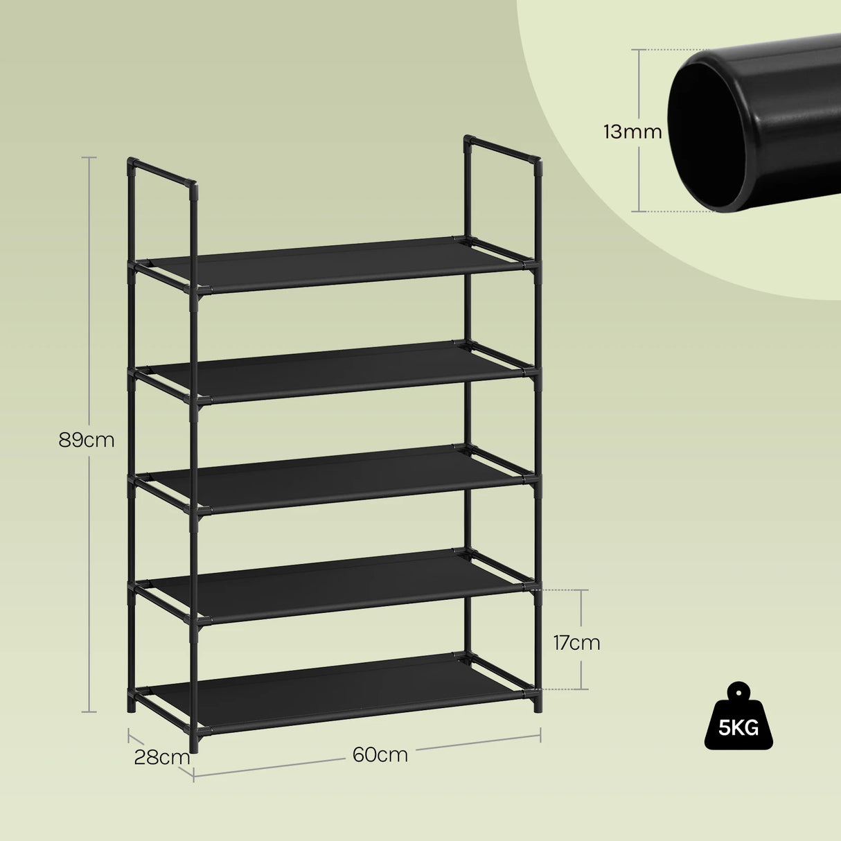 BukkitBow groot metalen schoenenrek, zwart, stapelbaar en flexibel, ideaal voor het organiseren van schoenen in huis.