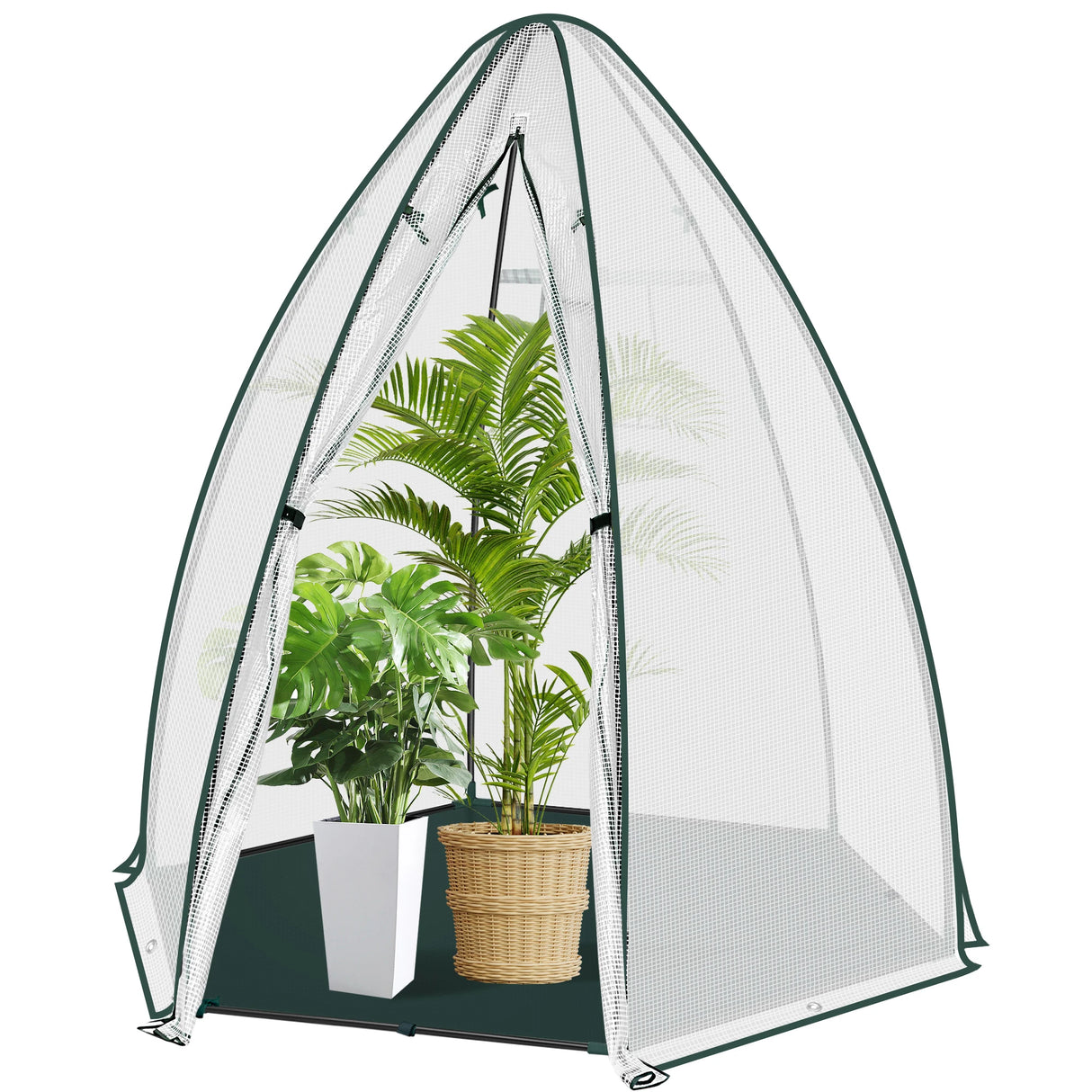 BukkitBow grote foliekas met grondzeil, polytunnel van 160x160x180 cm, geschikt voor tuinieren en plantenkweek.