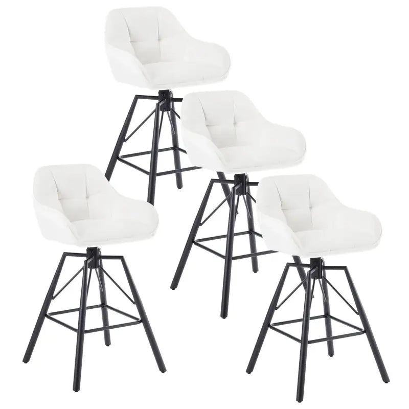 Set van 4 luxe barkrukken van BukkitBow met velvet bekleding, rugleuning, armleuning, voetensteun en 360 graden draaibaar ontwerp.
