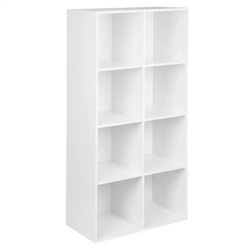 Houten BukkitBow boekenkast met 8 opbergkubussen, vrijstaand en ruimtebesparend, ideaal voor boeken en spullen.