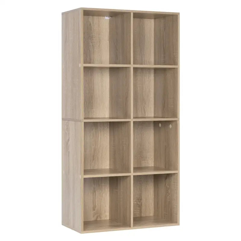 Houten BukkitBow boekenkast met 8 opbergkubussen, vrijstaand en ruimtebesparend meubel voor boeken en decoratie
