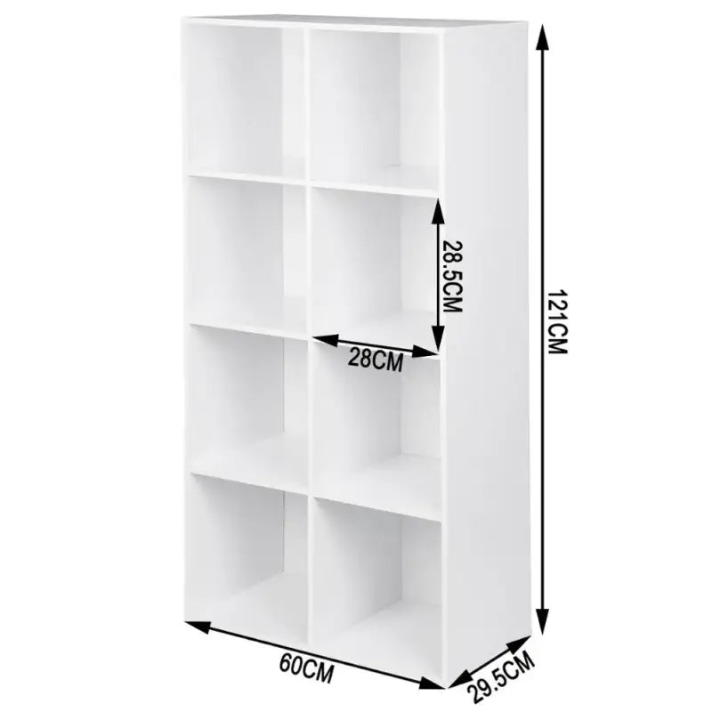 Houten BukkitBow boekenkast met 8 opbergkubussen, vrijstaand en ruimtebesparend meubel voor boeken en decoratie.
