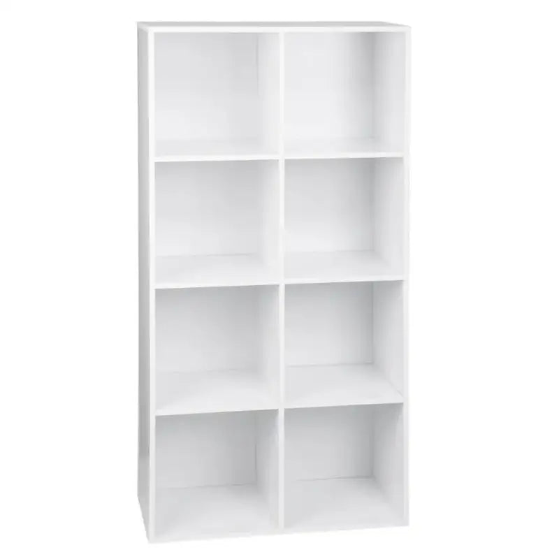 Houten BukkitBow boekenkast met 8 opbergkubussen, vrijstaand en ruimtebesparend meubel voor boeken en decoratie.