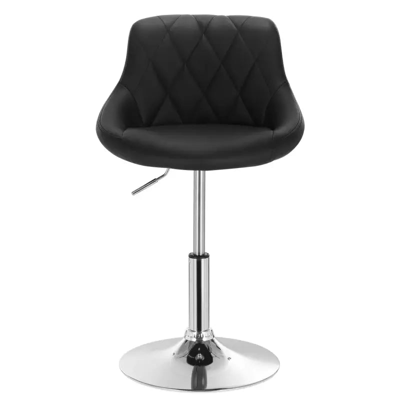 Industriële BukkitBow barkruk met rugleuning, verstelbare zithoogte 42-58 cm, kunstleer en metalen onderstel.