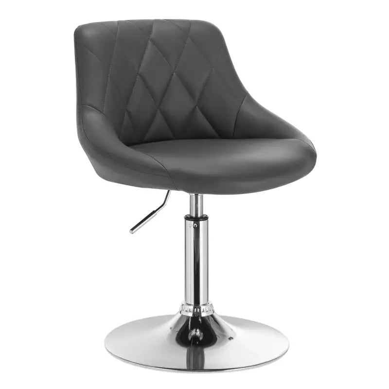 Industriële BukkitBow barkruk met rugleuning, verstelbare zithoogte 42-58cm, kunstleer zitting en metalen onderstel.