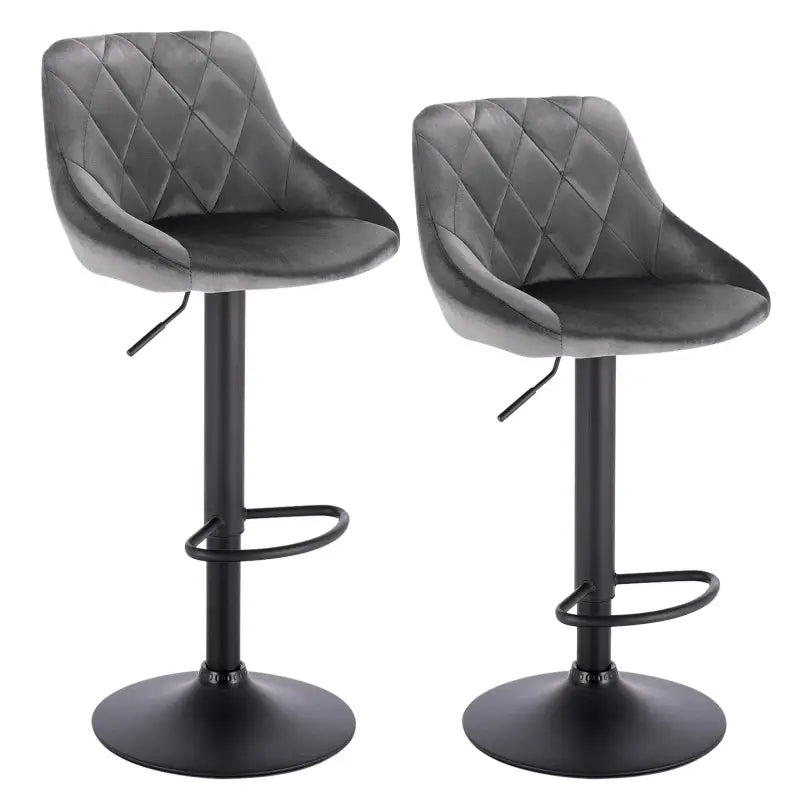 Set van 2 BukkitBow industriële velvet barkrukken met rugleuning en verstelbare zithoogte, 60-82 cm, stijlvolle zitopties.