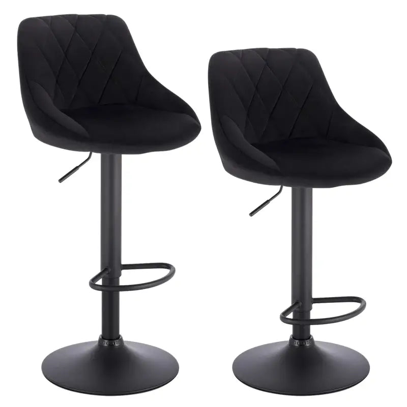 Set van 2 BukkitBow industriële velvet barkrukken met rugleuning en verstelbare zithoogte, 60-82 cm, stijlvolle en comfortabele barkrukken