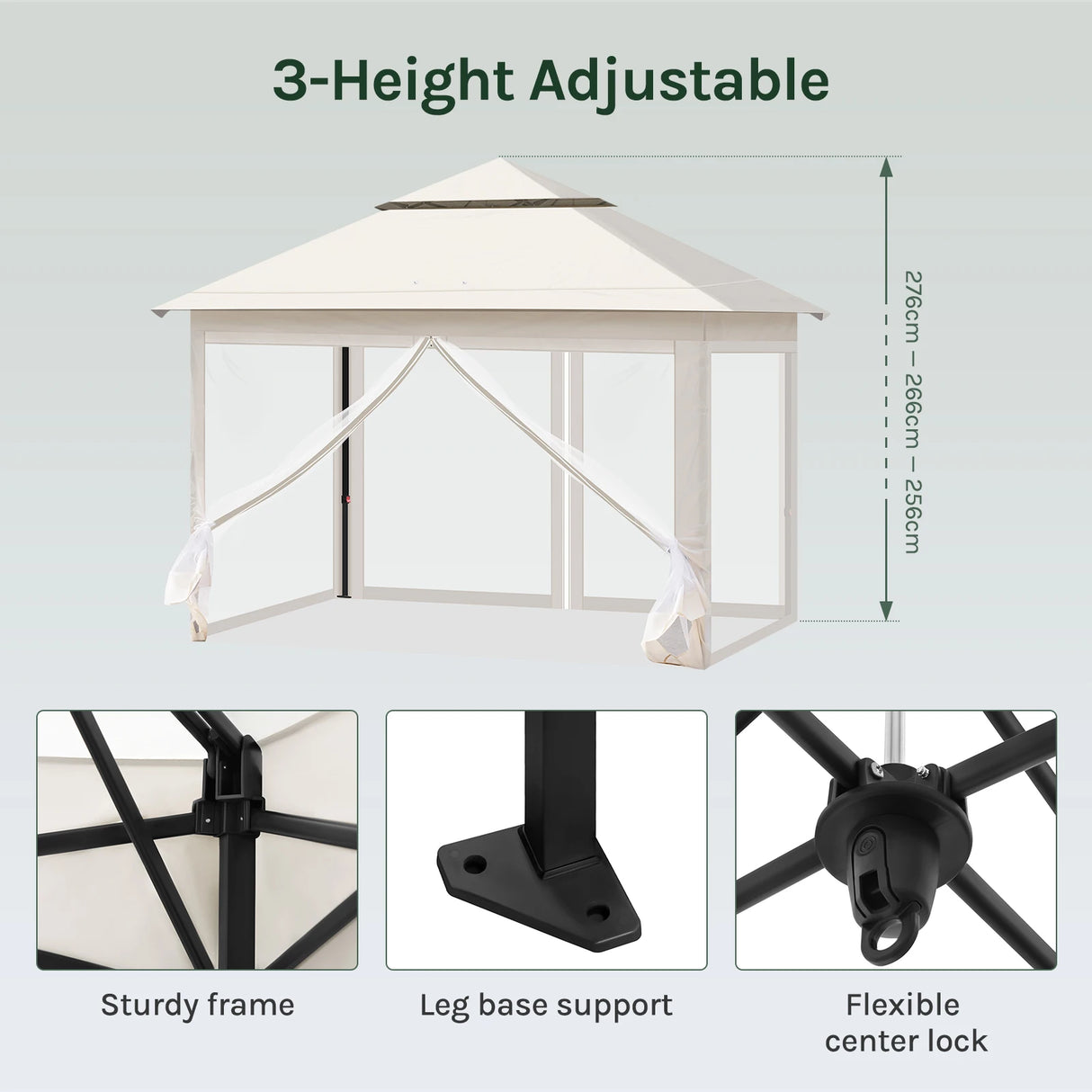 Inklapbare BukkitBow partytent 3x3m met dubbel dak en muggennet, geschikt voor buitenfeestjes en evenementen