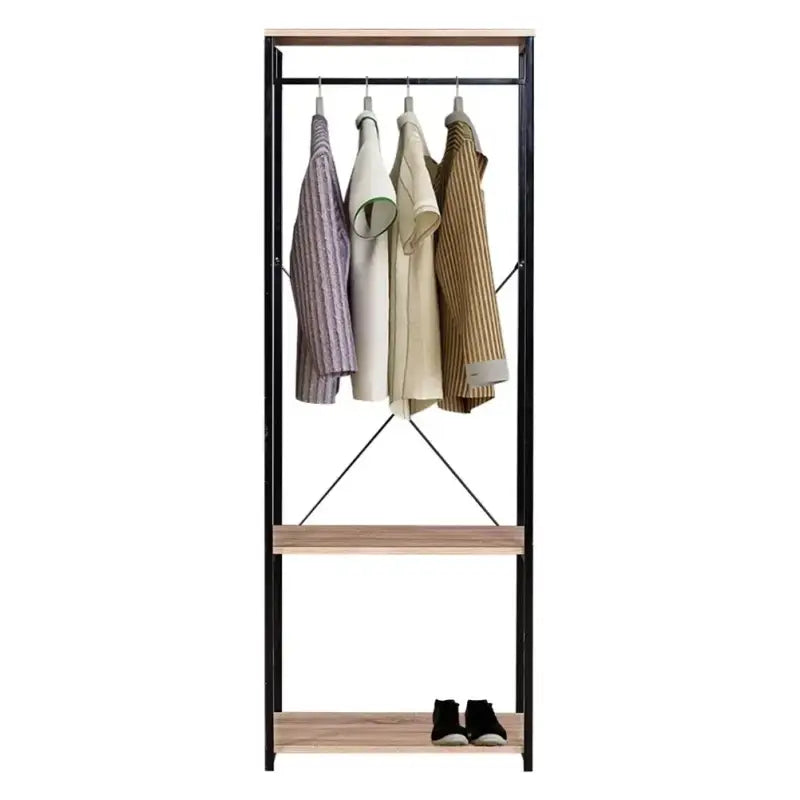 BukkitBow kledingrek met stalen en houten onderdelen, inclusief 2 opbergplanken en max 20 kg draagvermogen, afmetingen 60x40x167cm