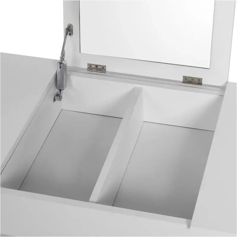 BukkitBow kaptafel met kruk, inklapbare spiegel en opbergruimte, elegante meubel voor make-up en stijl.