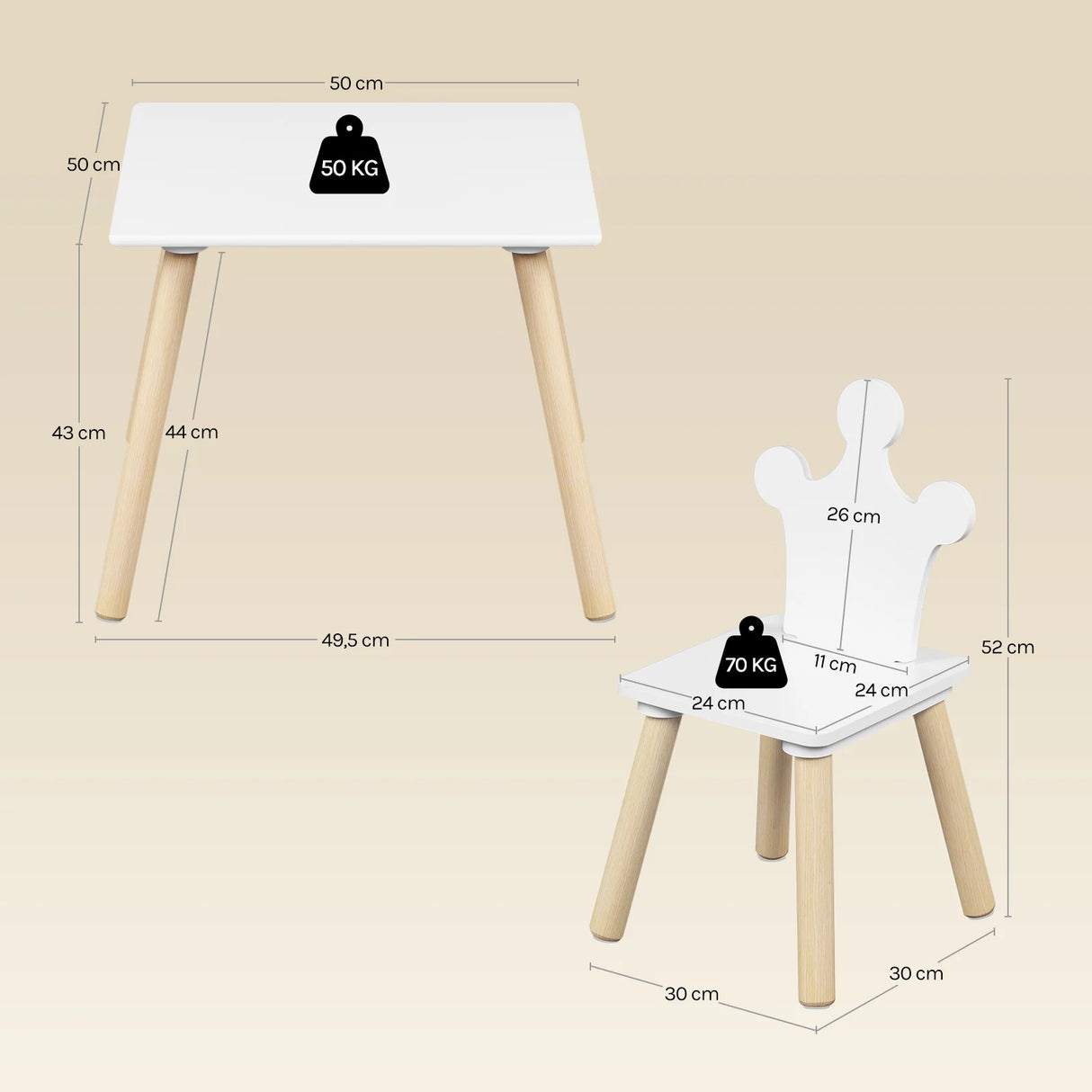 BukkitBow - Kindertafel met 2 Stoelen - Hout - Montessori - Speelset