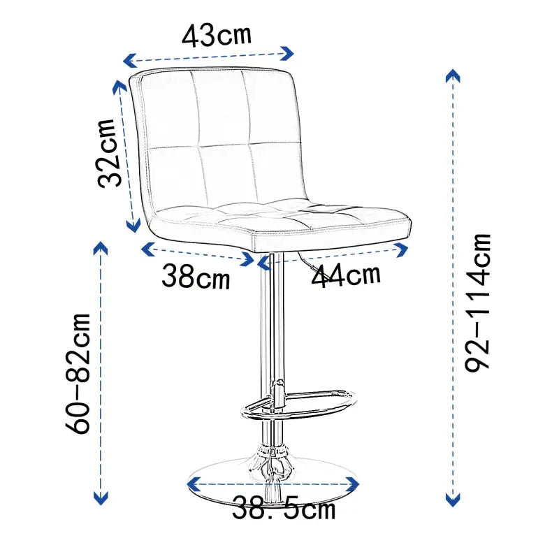 BukkitBow leren barkruk met metalen frame, ergonomisch met rugleuning, verstelbaar en draaibaar, zithoogte 60-82 cm.