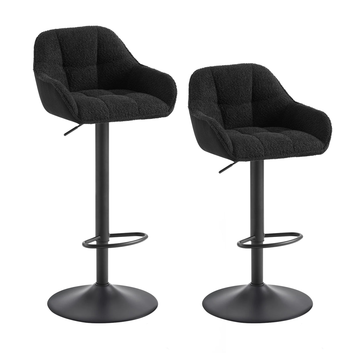 Luxe BukkitBow barkrukken set van 2 met verstelbare hoogte, bekleed met chenille en corduroy, modern en comfortabel.