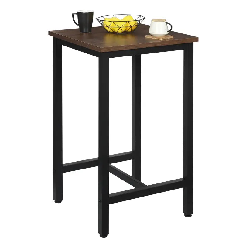 Luxe metalen bartafel van BukkitBow, vierkant design, geschikt voor binnen en buiten, afmetingen 60x60x100 cm.