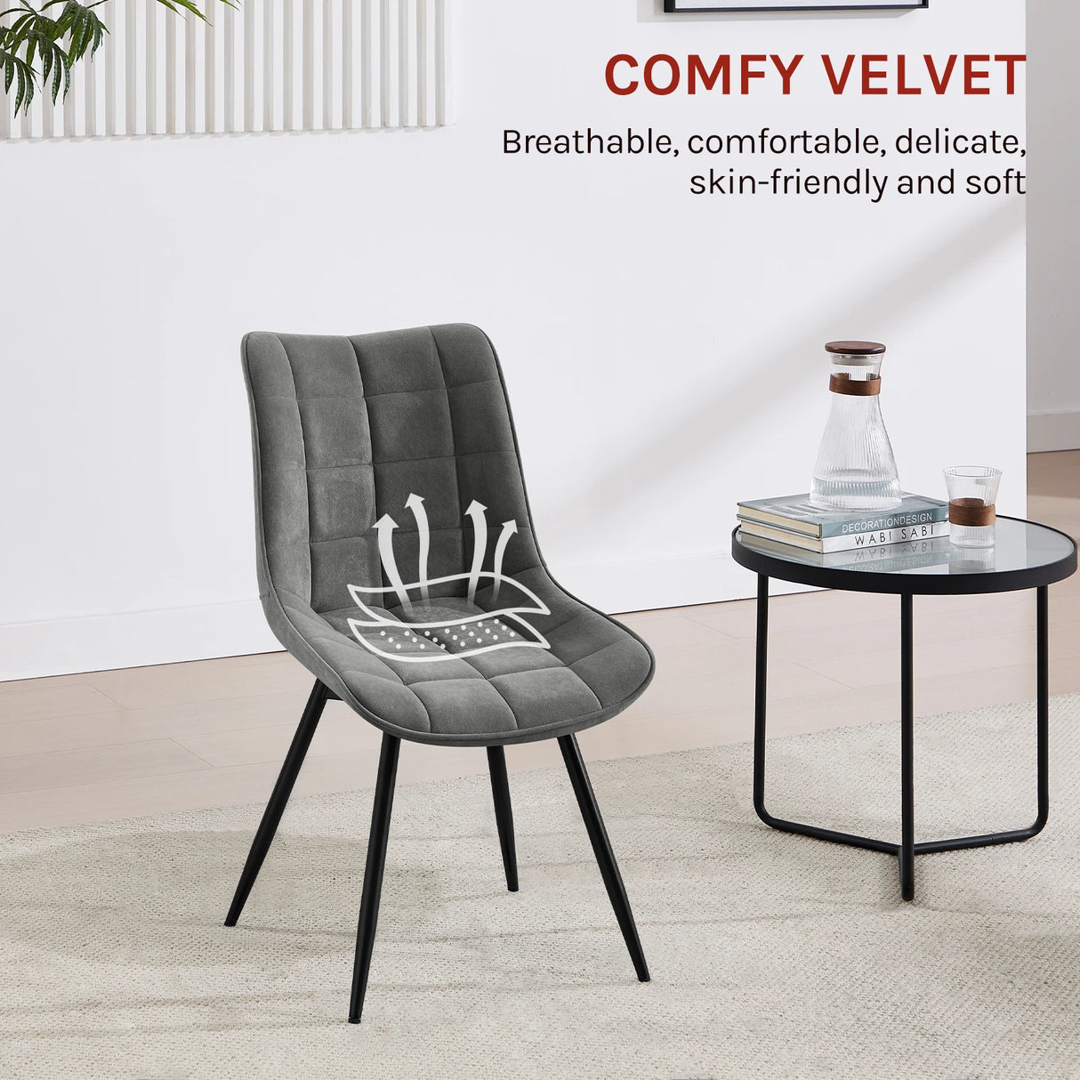 Set van 4 moderne BukkitBow luxe draaibare velvet eetkamerstoelen met zachte bekleding en houten poten, elegant en comfortabel.