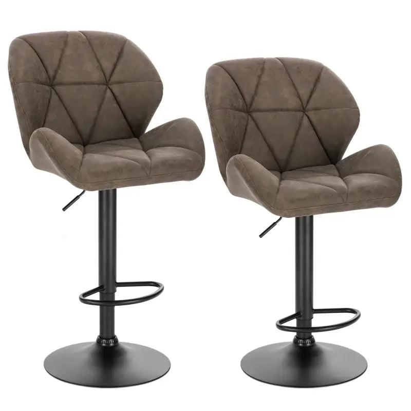 Luxe barkruk van BukkitBow met fluwelen of lederen bekleding, draaibaar, met rugleuning, mini-armleuningen en voetensteun.