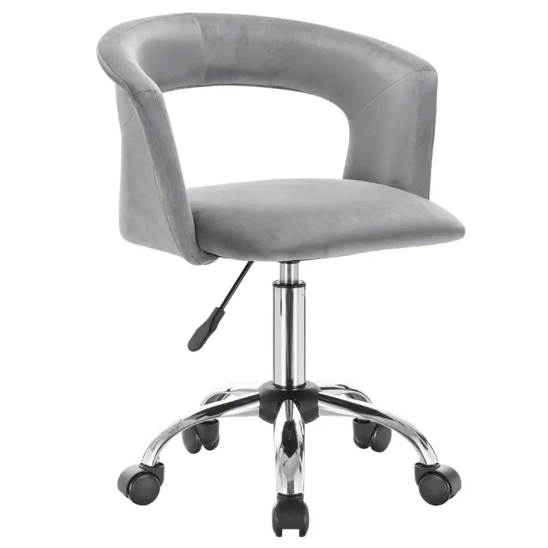 Luxe velvet bureaustoel van BukkitBow met wieltjes, zacht fluwelen bekleding en ergonomisch ontwerp voor comfortabel werken.