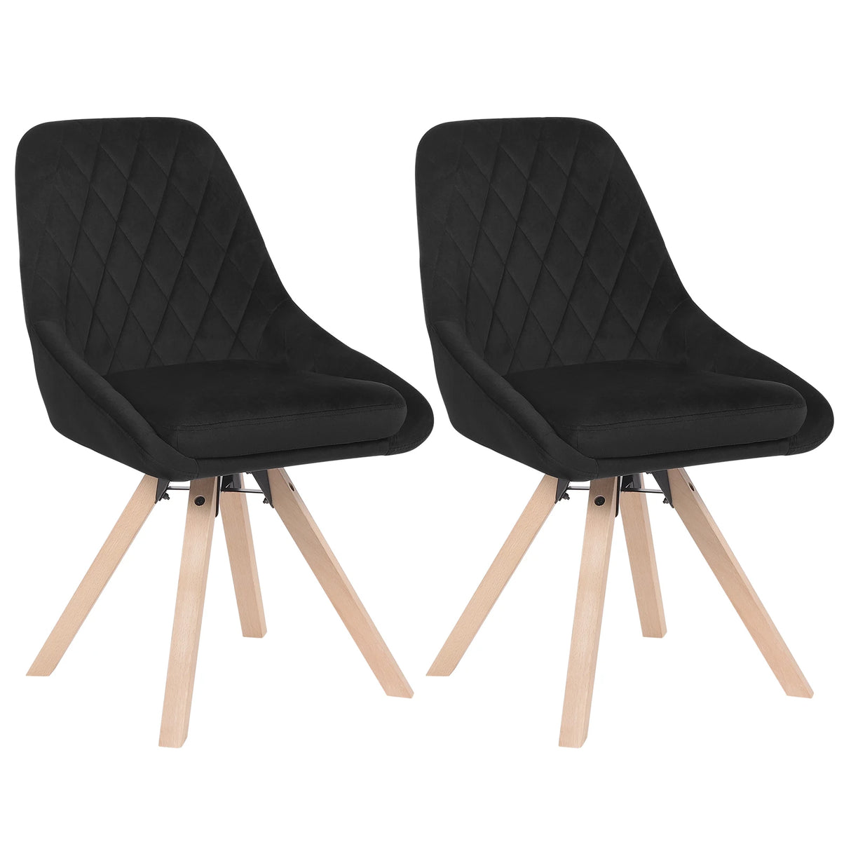 Set van 2 BukkitBow luxe velvet eetkamerstoelen met 360° draaifunctie, moderne en comfortabele design.