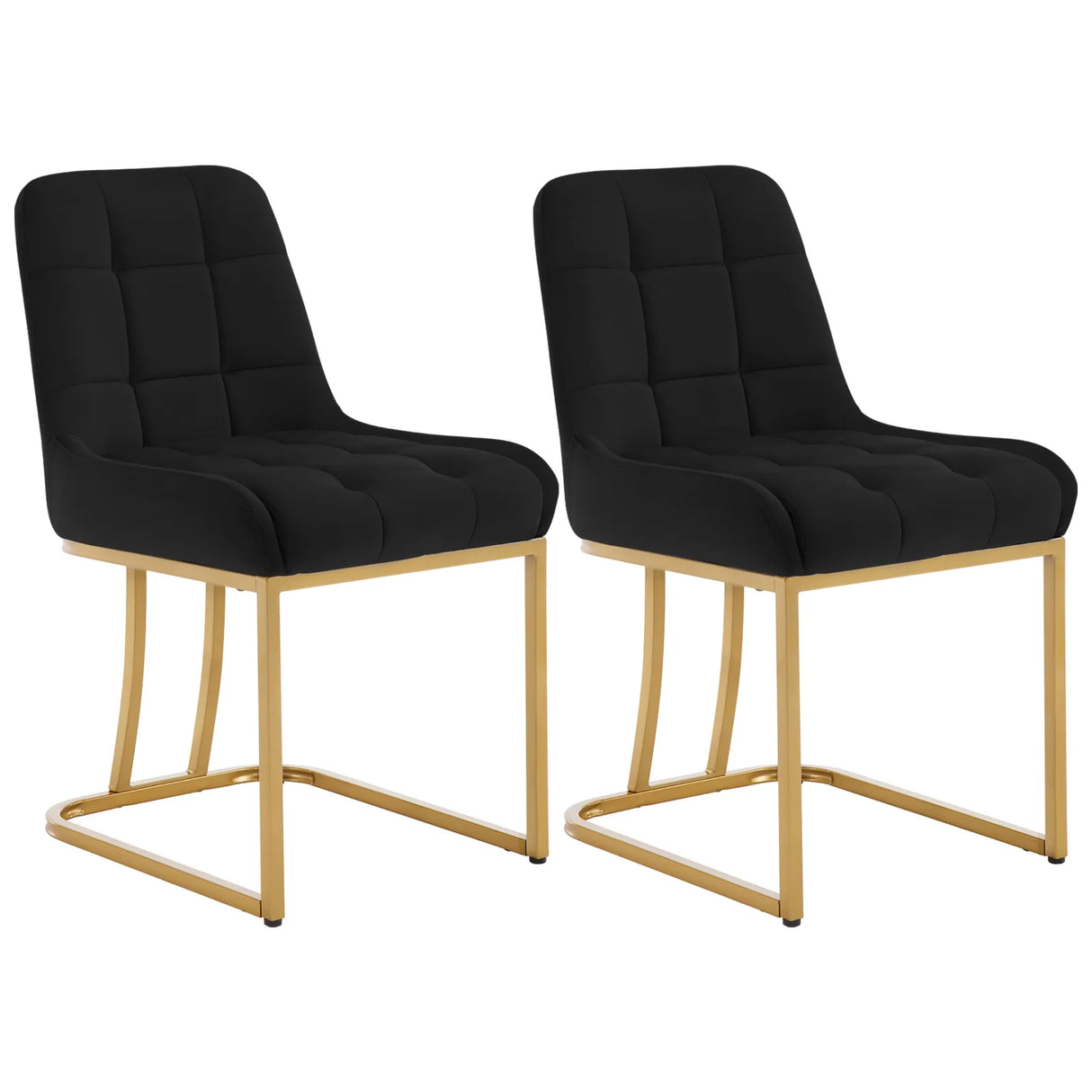 Set van 2 BukkitBow luxe velvet eetkamerstoelen met gouden frame, elegante zitplaatsen met zachte bekleding en stijlvolle afwerking.